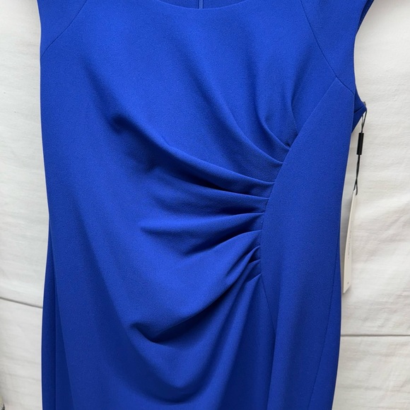 NWT Calvin Klein Royal Blue Midi Dress - Flattering Ruched side - Picture 8 of 8